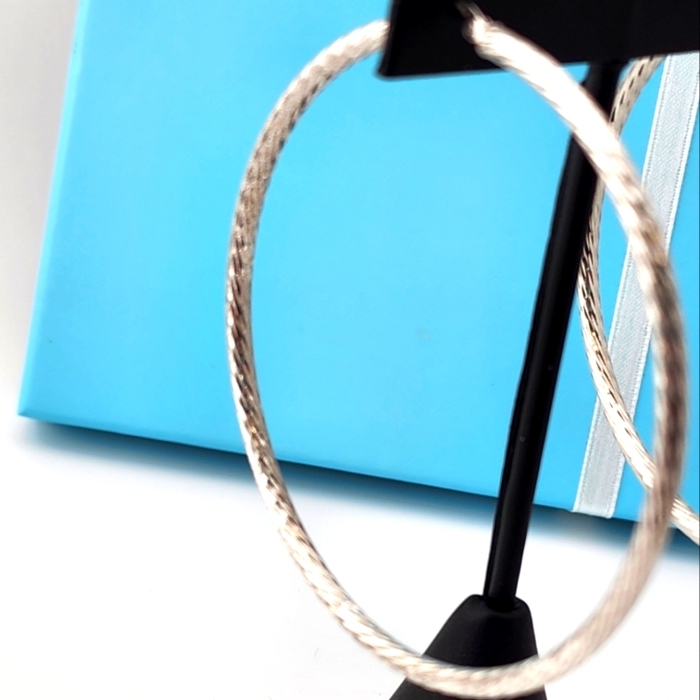 Elegant Silver Hoop Earrings Stamped 925